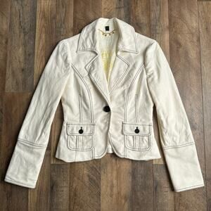 Vintage Y2K Bebe Jacket Women's Size 8 White Military Party 4288